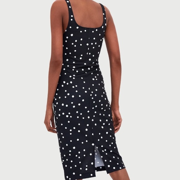 Zara black w/ white dots basic dress with straps - Picture 3 of 4